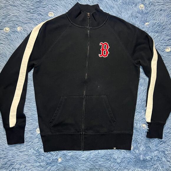47 Brand MLB Boston Red Sox Full Zip Sweater Size Medium Mens Baseball Sports - Picture 1 of 13